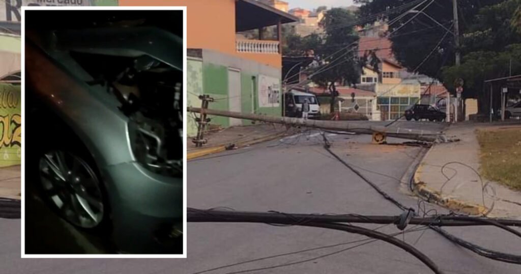 Depois De Derrubar Poste Motorista Casado Foge Deixando Seu Carro E